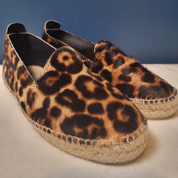 Manebi Accra Espadrille Flats Pony Leopard Size 6.5 Women's Slip On Shoe - Picture 1 of 10